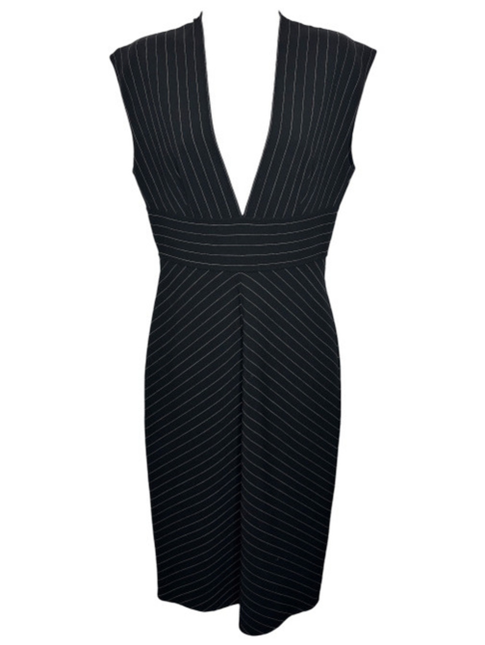 Celine Pinstripe Wool Midi Dress